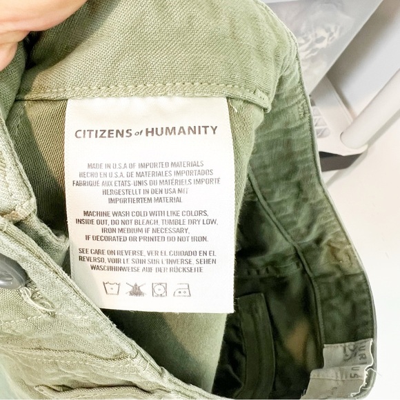 CITIZENS OF HUMANITY SURPLUS MEGHAN GREEN HIGH RISE FRAY HEM SHORTS WOMENS SZ 25 - Picture 7 of 7